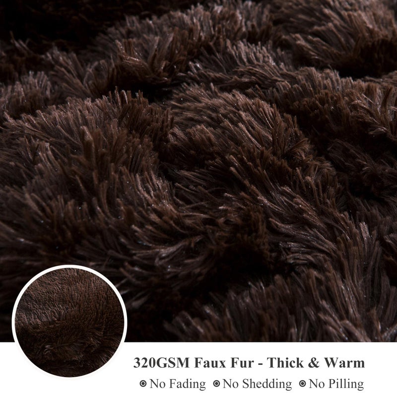 XeGe Plush Shaggy Brown Duvet Cover, Luxury Ultra Soft Velvet Fuzzy Bedding 1PC(1 Faux Fur Duvet Cover), Fluffy Furry Comforter Cover for Bedroom Home Decoration, Zipper Closure(Queen, Coffee) - Image 4